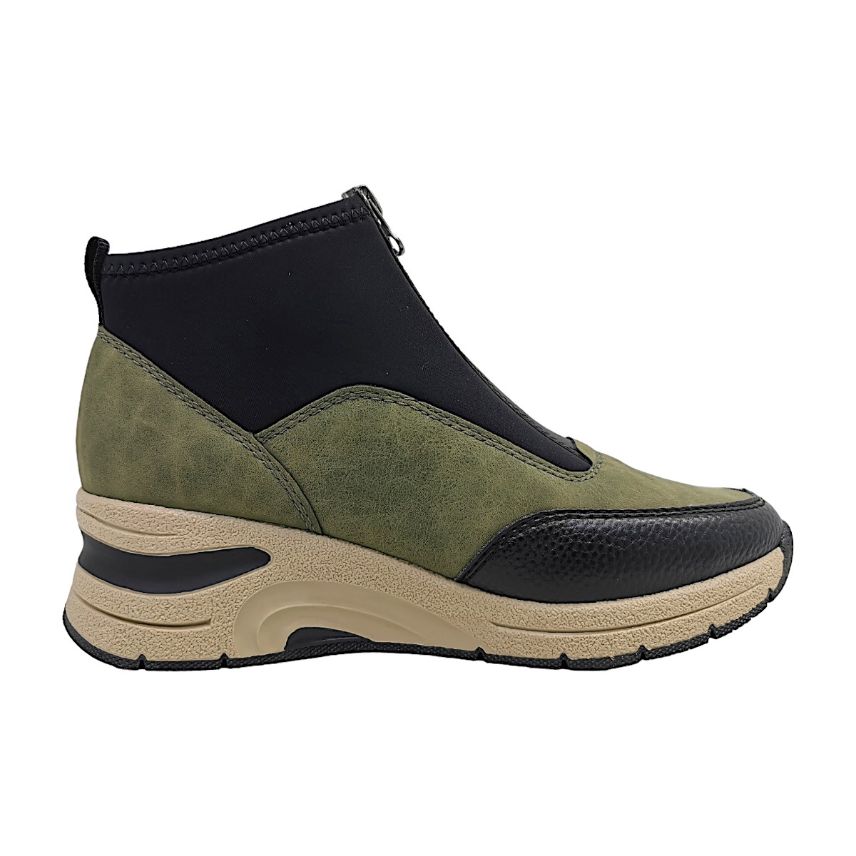 Rieker Damenschuhe Für lose Einlagen Stiefel Grün Freizeit (grün kombi 54, Größe 41 EU)