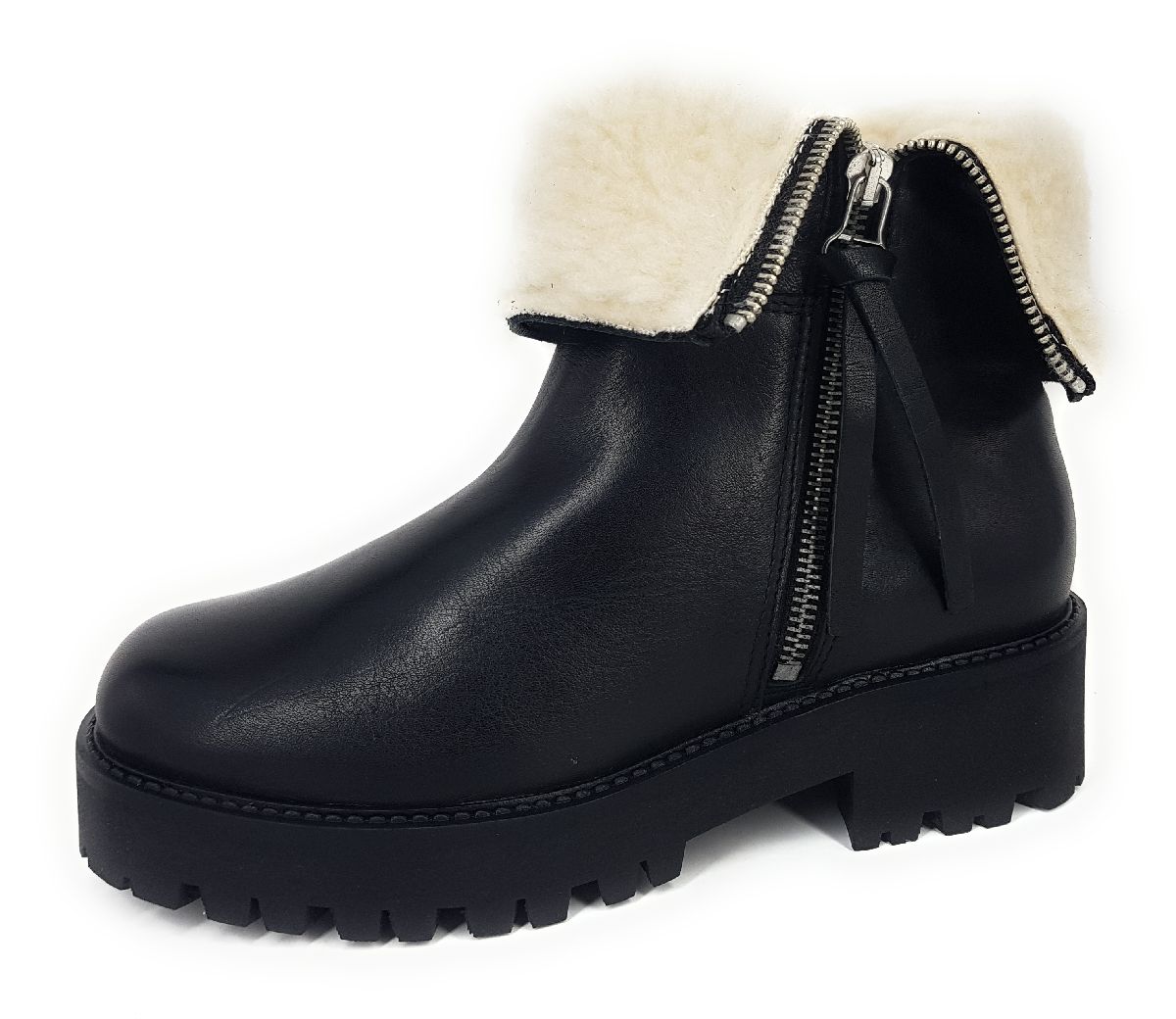 Palpa Teddy Damenschuhe Stiefel Reißverschluss Stiefelette Schwarz Freizeit