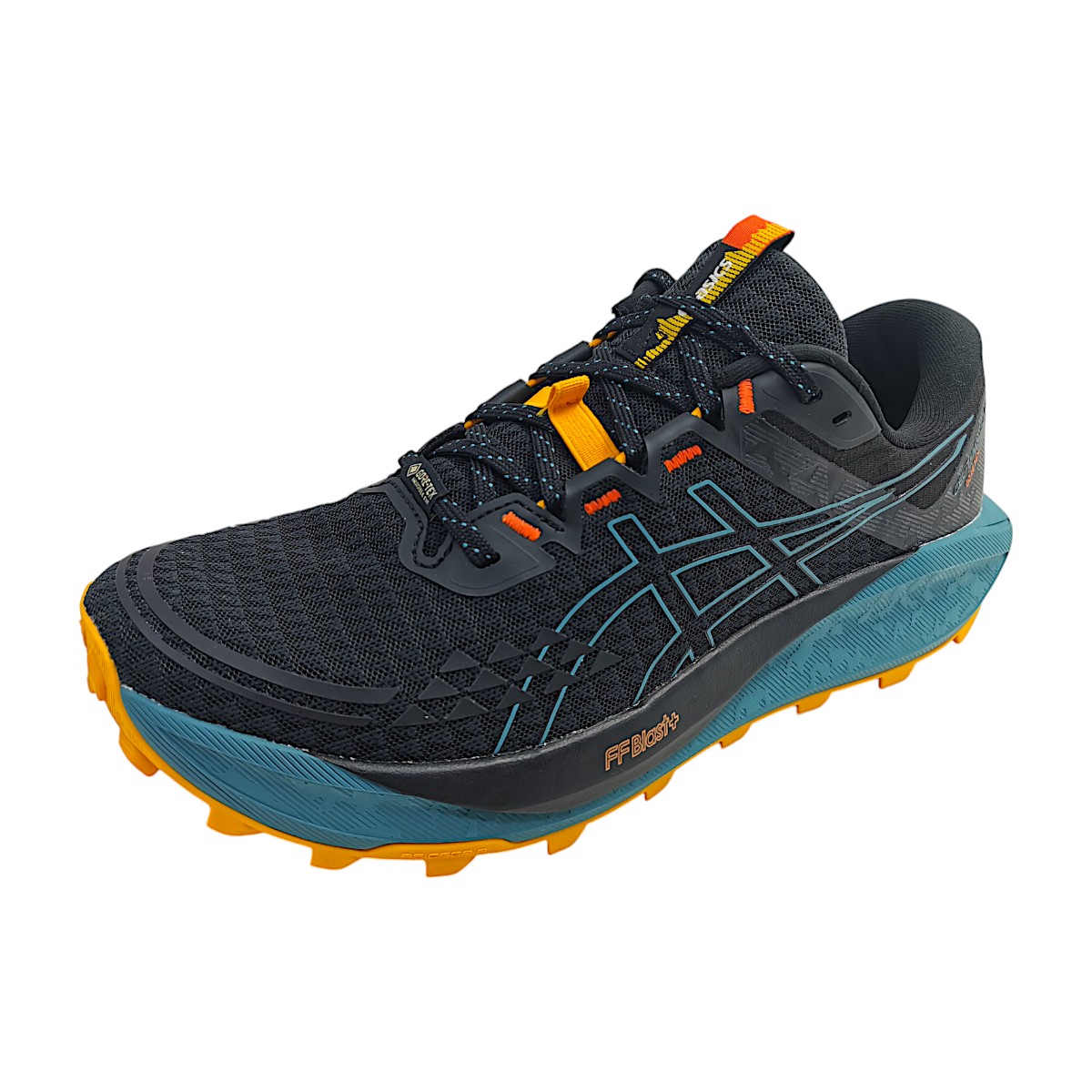 Asics GEL-Trabuco 13 GTX Sportschuhe Herren Wanderschuhe Schwarz Freizeit (BLACK/ATLANTIS BLUE 001, Größe 45 EU)