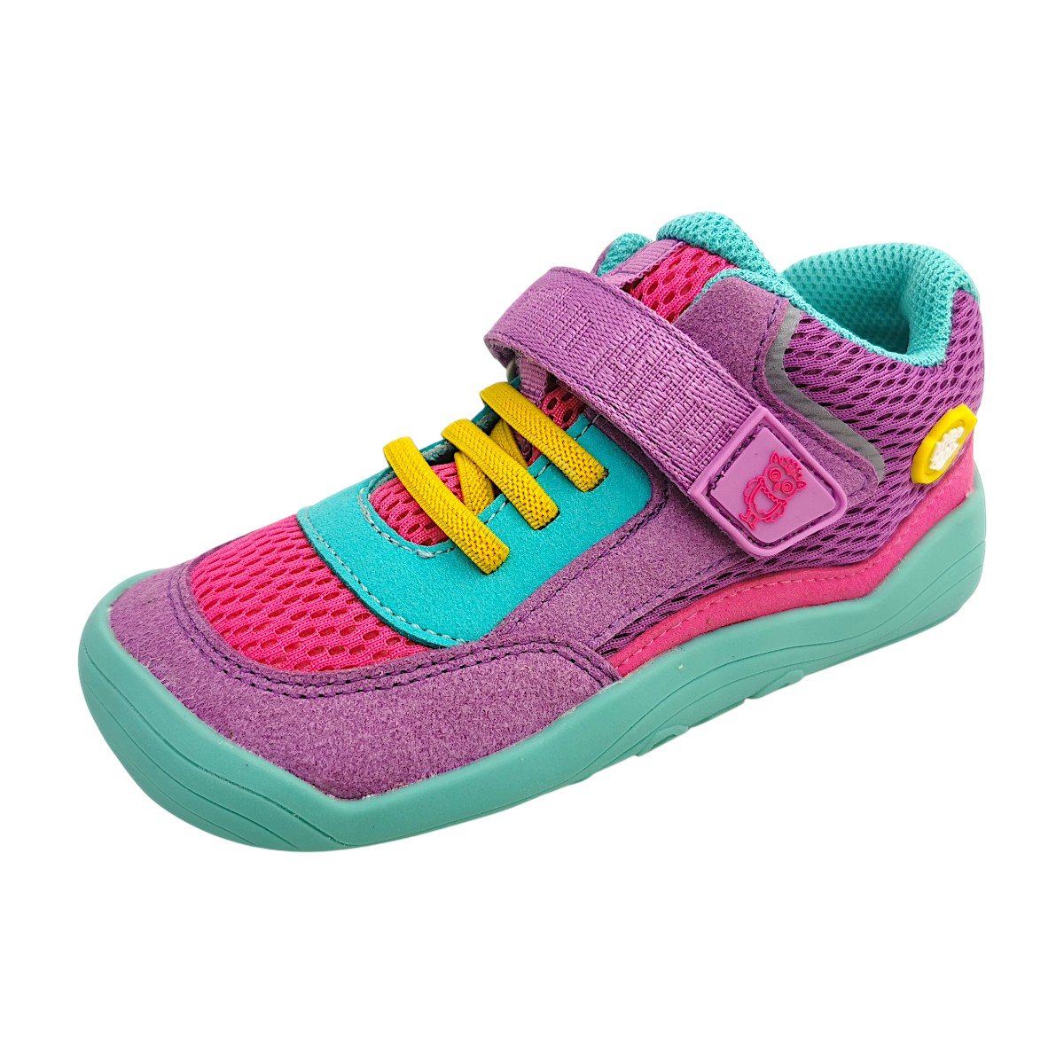 Affenzahn Cheerly Eule Kinderschuhe Mädchen Halbschuhe Klett Barfußschuhe Violett Freizeit (purple, Größe 31 EU)
