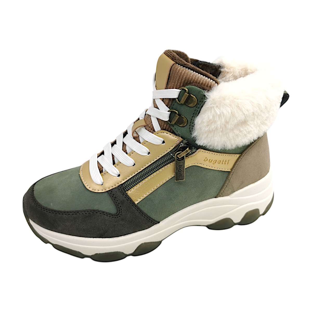 Bugatti Woman Damenschuhe Schnürstiefel Grün Freizeit (dark green/multi 7181, Größe 41 EU)