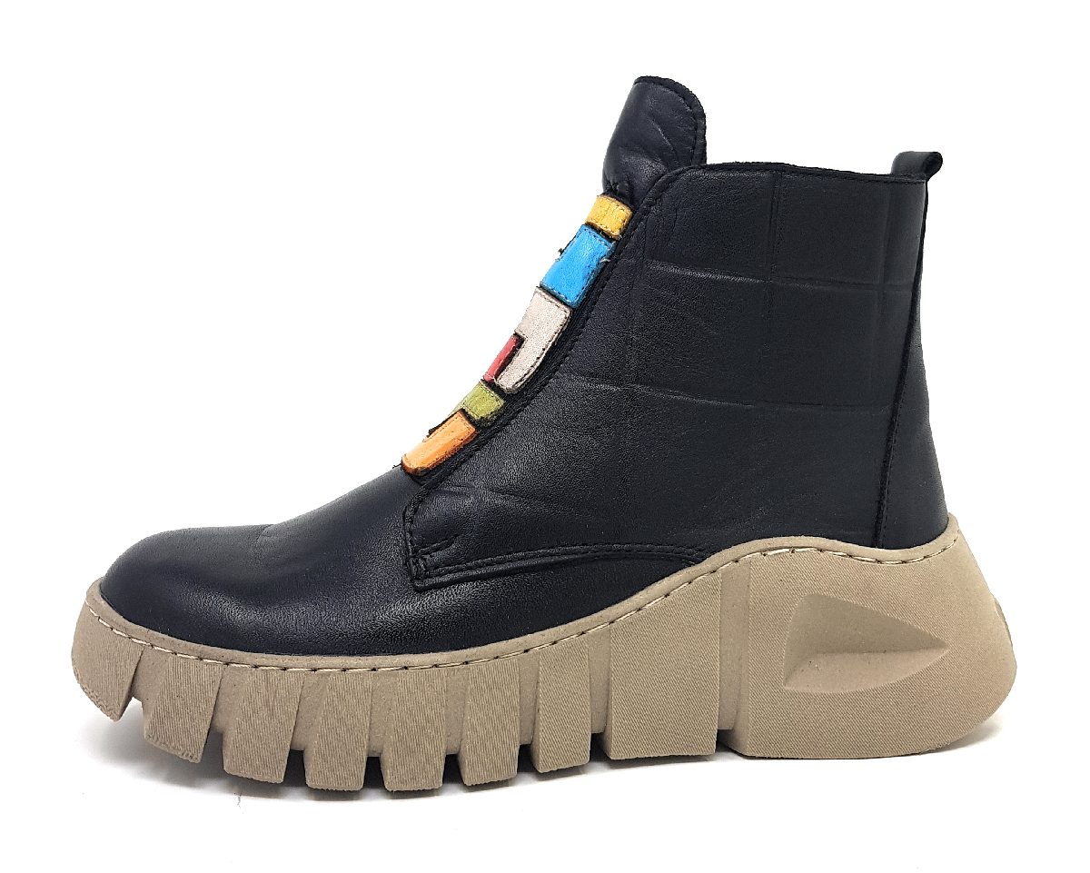 Gemini Damenschuhe Stiefel Reißverschluss Schwarz Freizeit