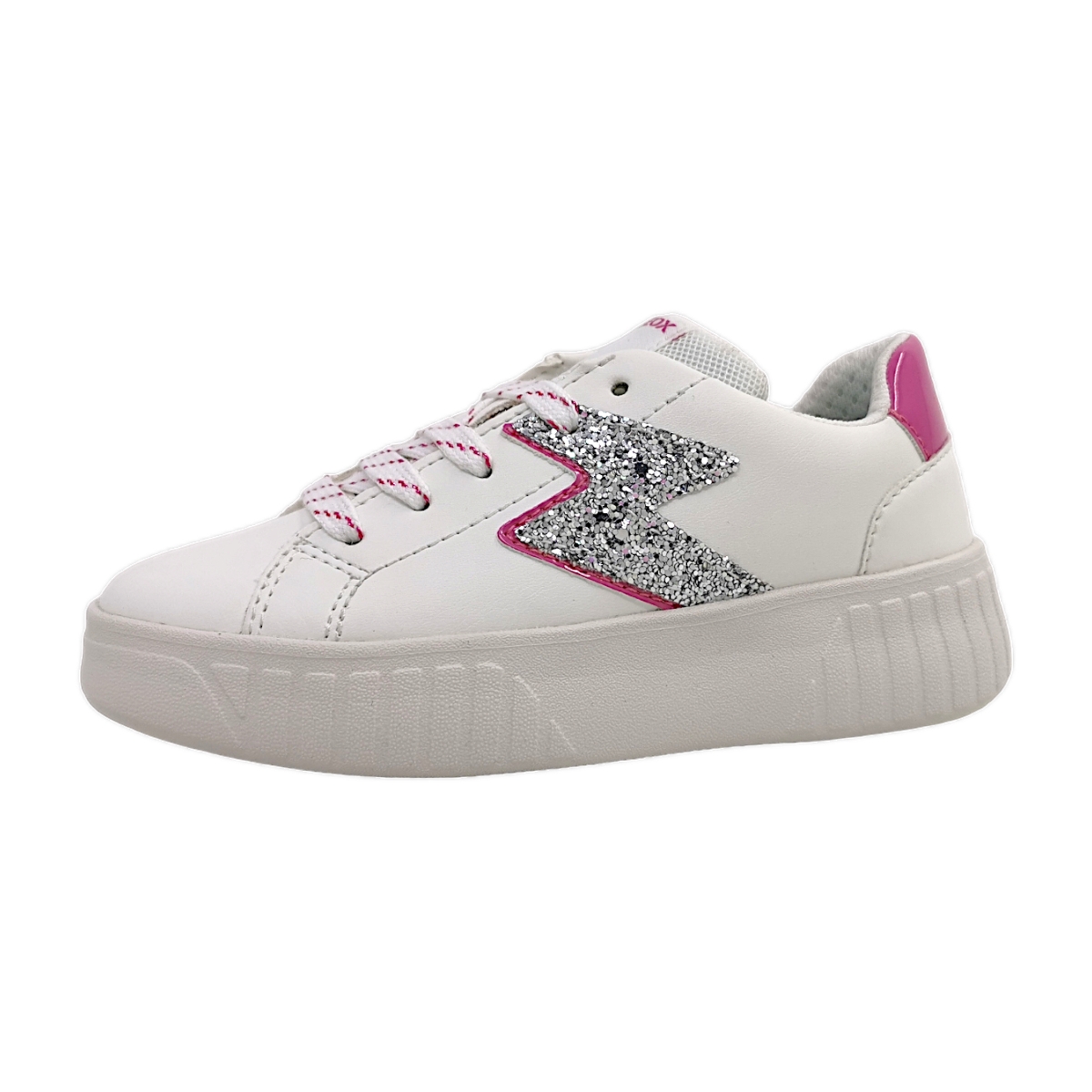 Geox Mikiroshi A Kinderschuhe Mädchen Halbschuhe Schnürer Weiß Freizeit