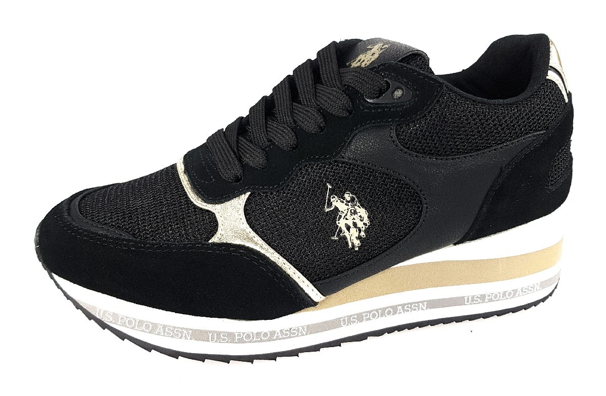 US Polo Damenschuhe Schnürschuhe Sportive Sneaker Schwarz Freizeit