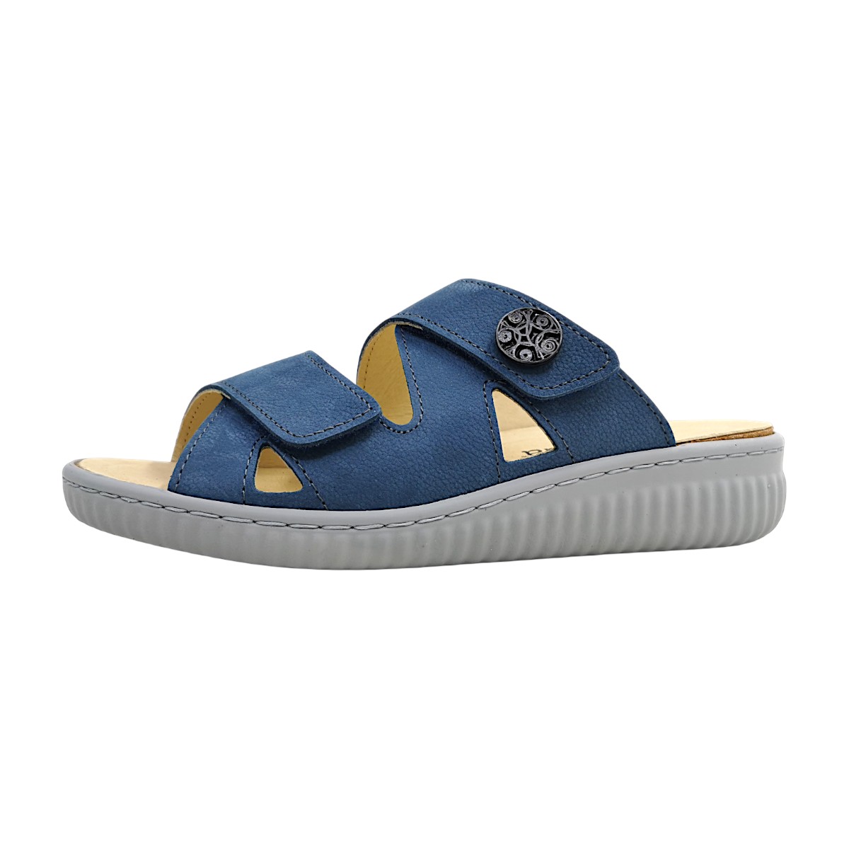 Belvida Damenschuhe Pantoletten Bequem Blau Freizeit