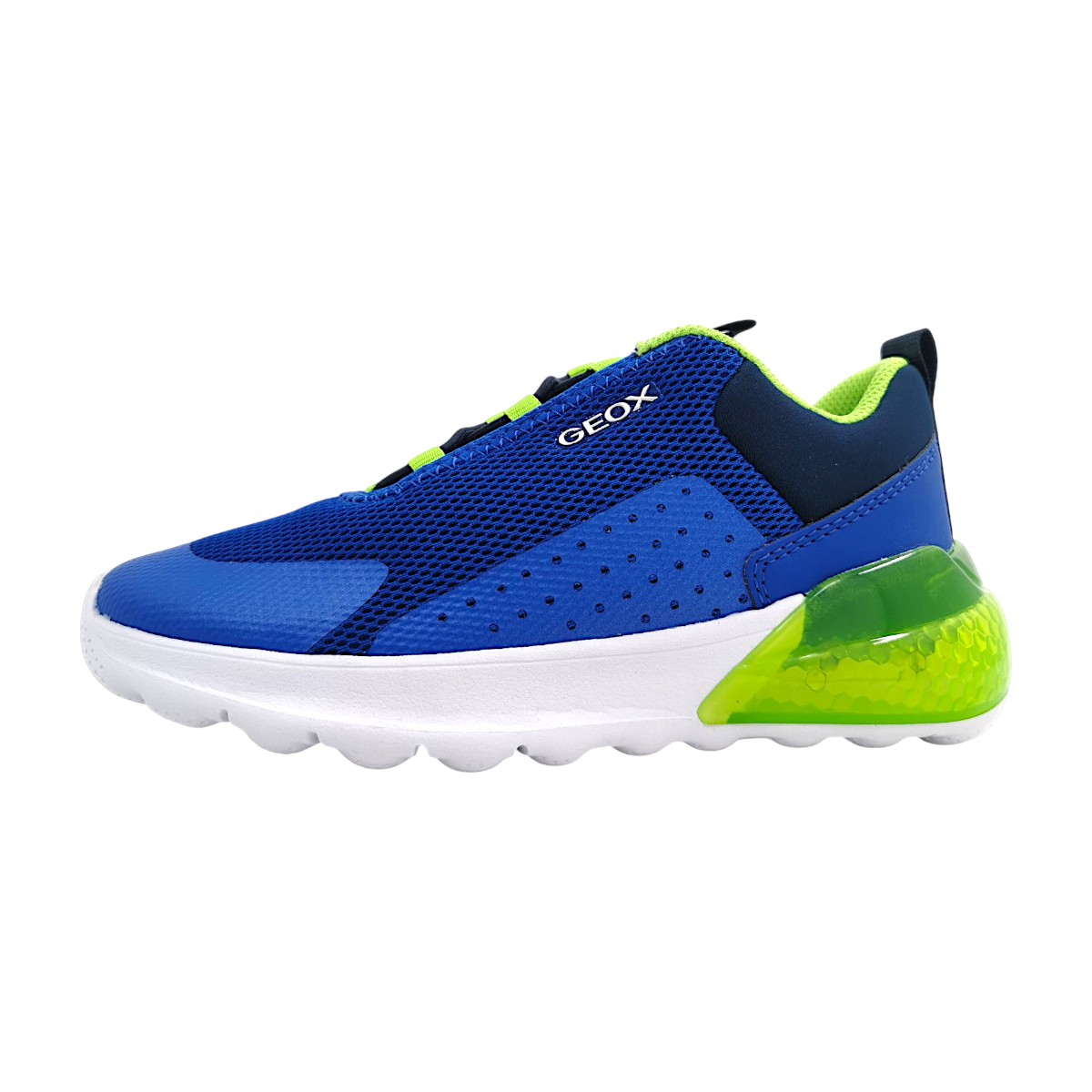 Geox Acivart ILLUMINUS Kinderschuhe Jungen Halbschuhe Slipper Blau Freizeit