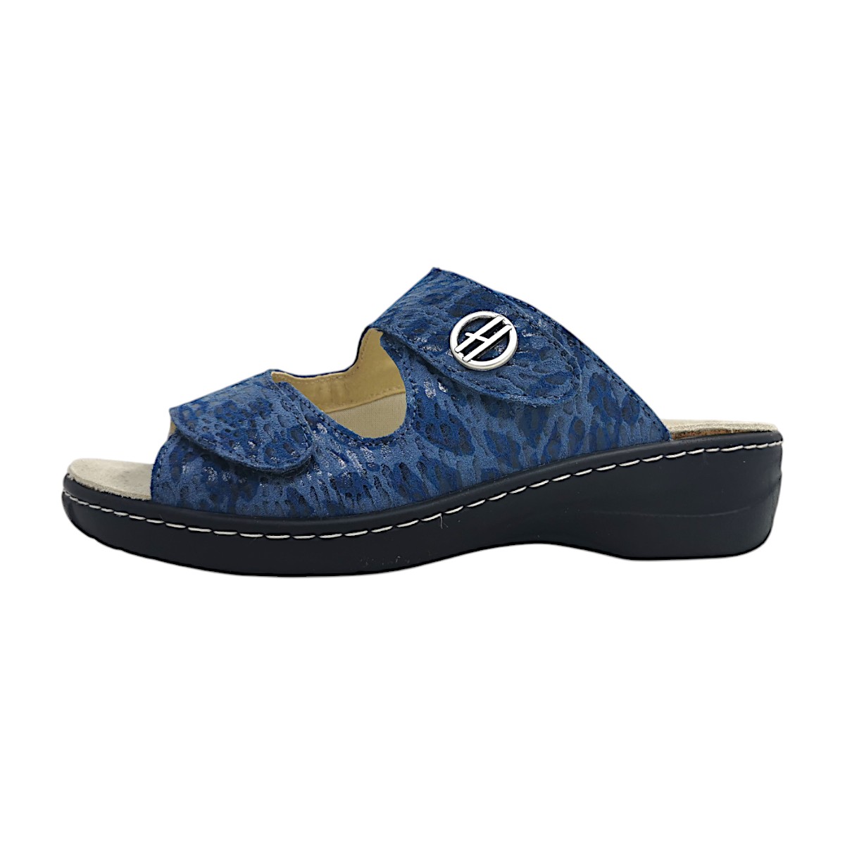 Hickersberger Milano Damenschuhe Pantoletten Fußbett Blau Freizeit