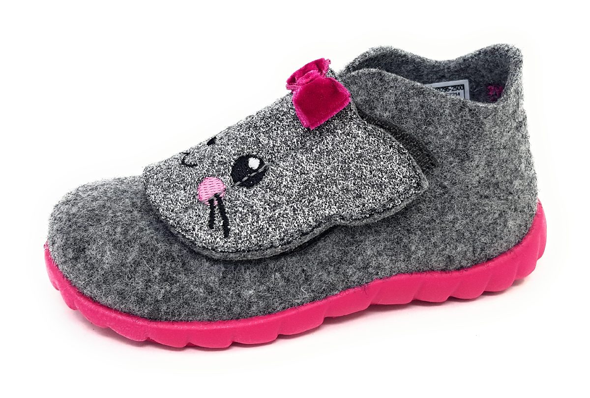 Superfit Hausschuh Textil Happy Kinderschuhe Hausschuh Grau Freizeit