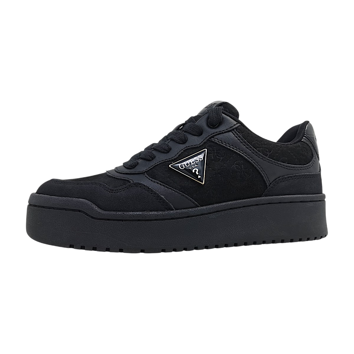 Guess Miram9 Damenschuhe sportlicher Schnürer Schwarz Freizeit