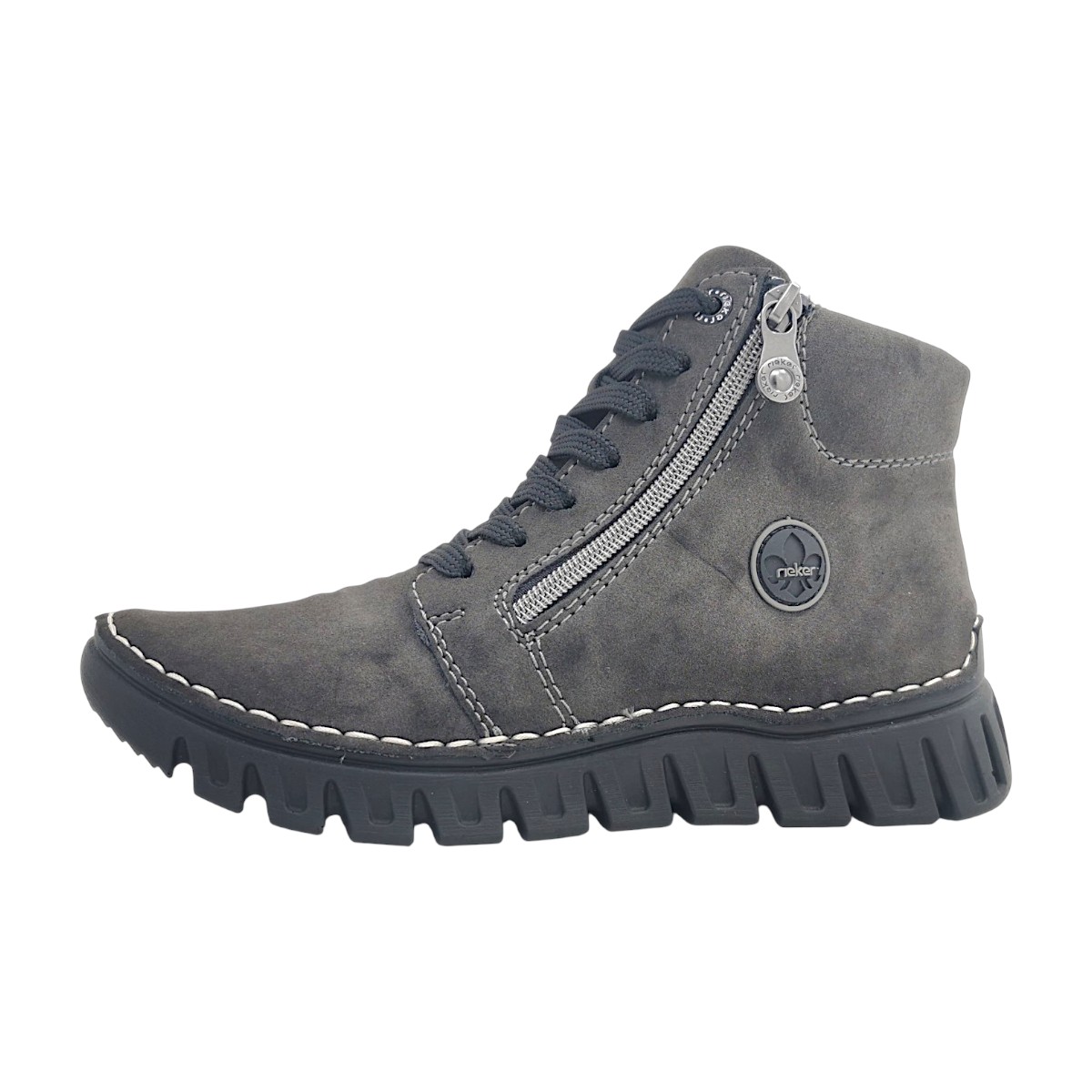 Rieker Damenschuhe Schnürstiefel Grau Freizeit (anthrazit, Gr. 1:41)