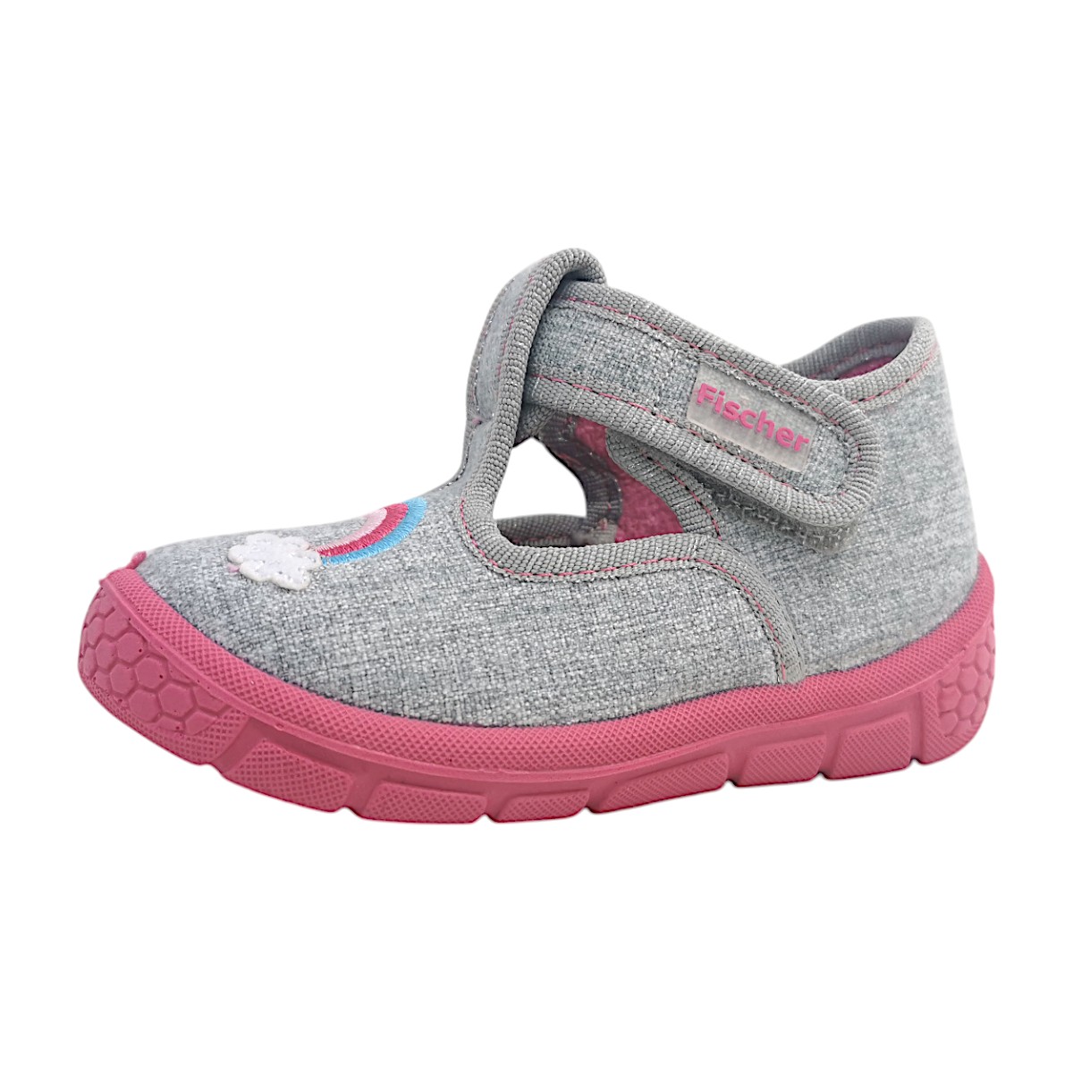 Fischer Markenschuhe Kinder Klett Hausstiefel Kinderschuhe Mädchen Hausschuhe Grau Freizeit