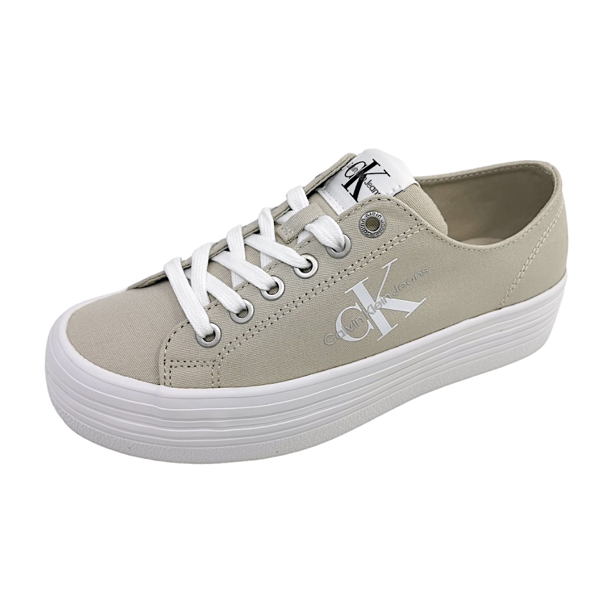Calvin Klein Vulc Flatform YW04W01030 Beige 0F4- Eggshell