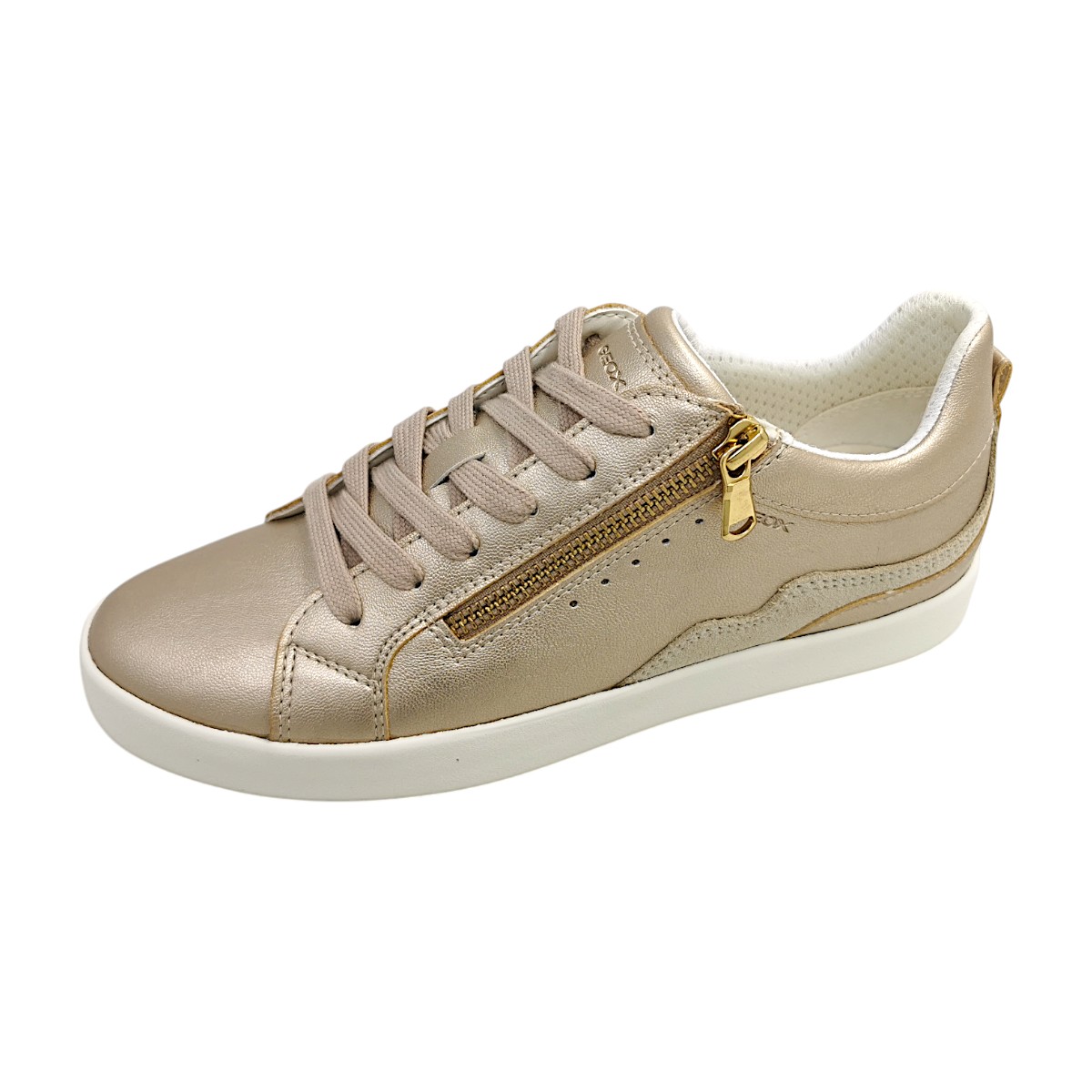 Geox Blomiee Damenschuhe Schnürschuhe Sportive Gold Freizeit (lt. gold/taupe C2LH6, Größe 39 EU)