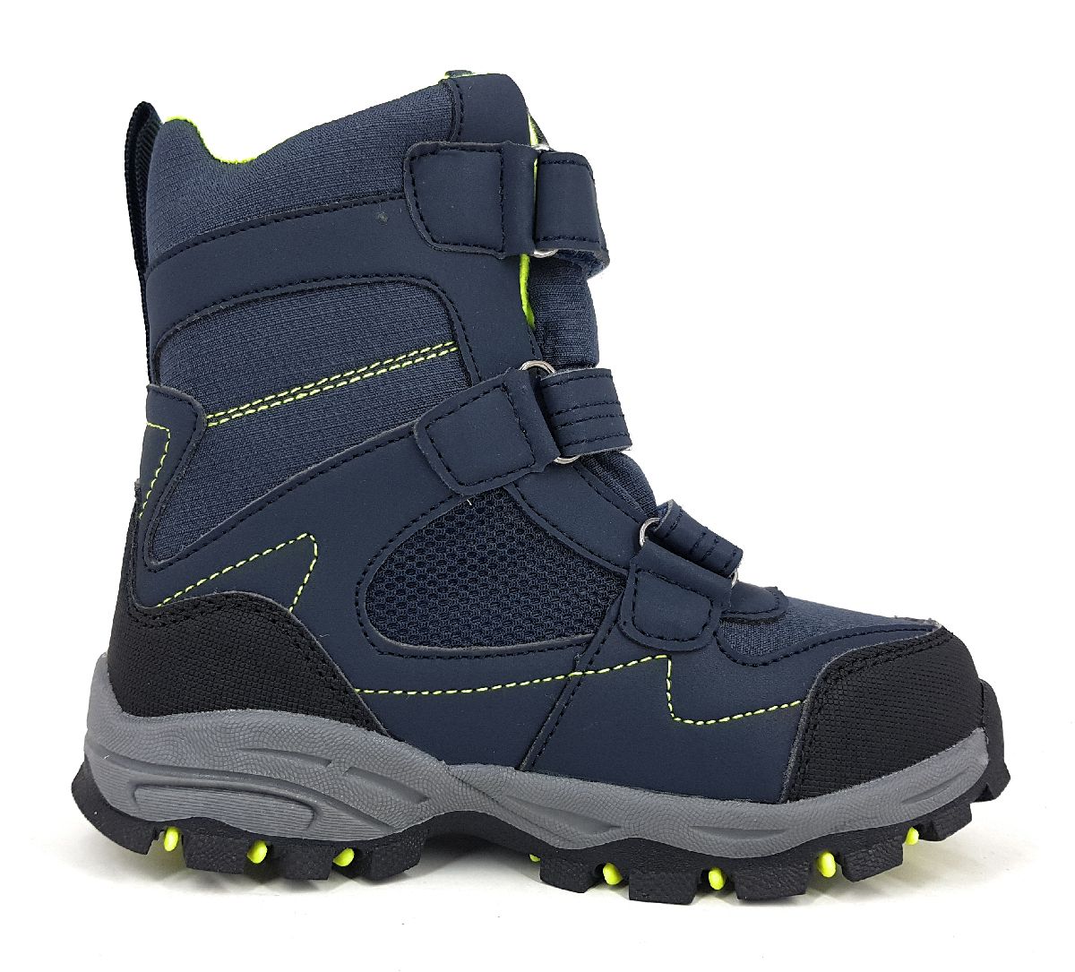 KangaRoos Kinderschuhe Jungen Stiefel Klett Stiefel Blau Freizeit (dk.navy/lime 4054, Größe 32 EU)