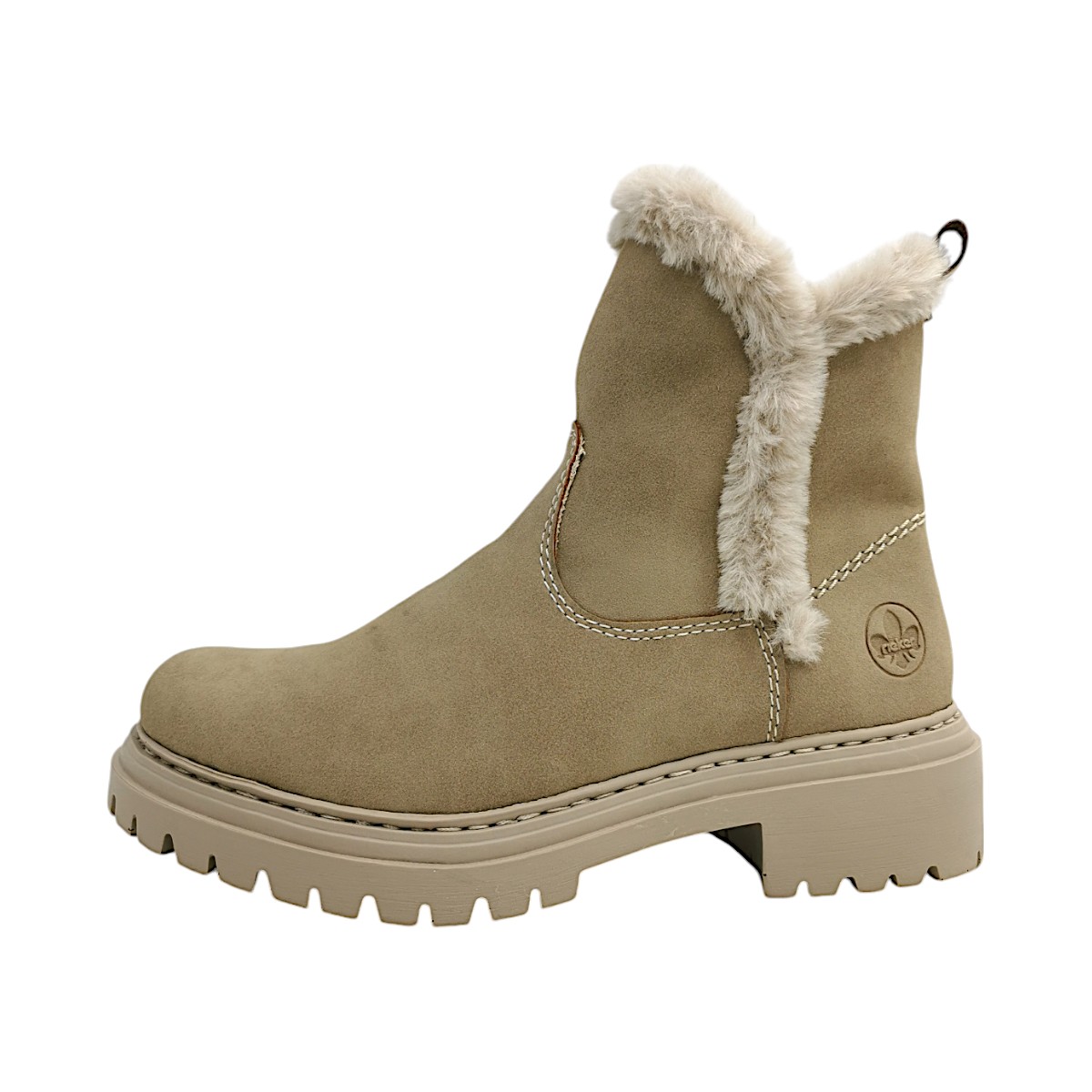 Rieker Damenschuhe Reißverschluss Schaftstiefel Beige Freizeit