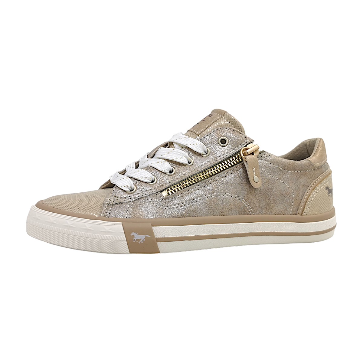 Mustang Damenschuhe Schnürschuhe Beige Freizeit