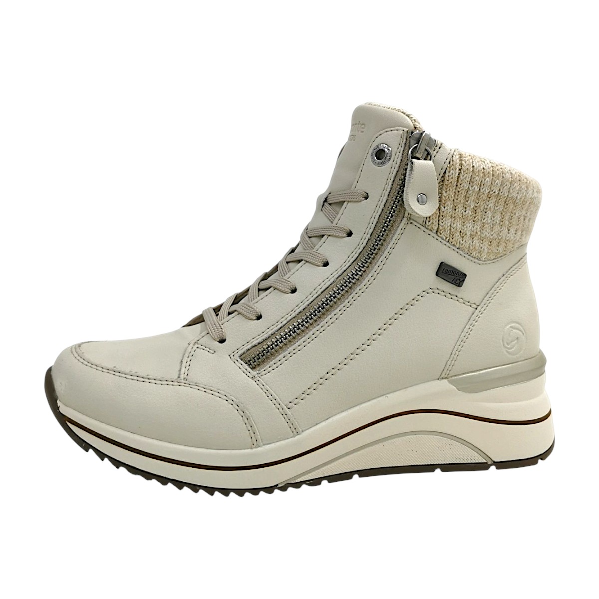 Remonte Damenschuhe Stiefel Schnürer Beige Freizeit (cotton/offwhite-meta 60, Größe 42 EU)