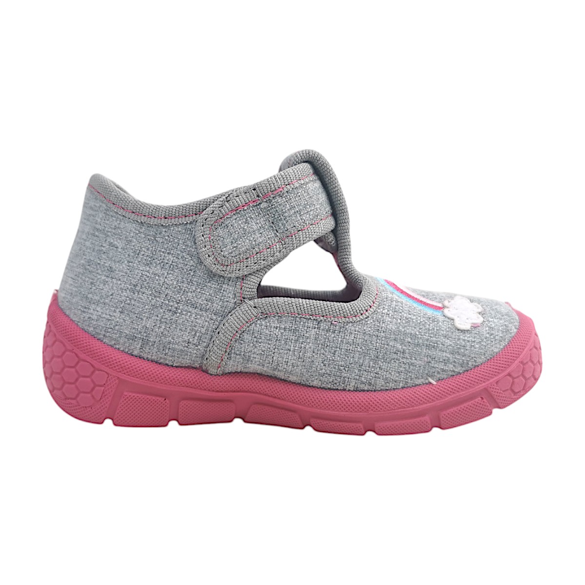 Fischer Markenschuhe Kinder Klett Hausstiefel 541350-606 Grau hellgrau 606