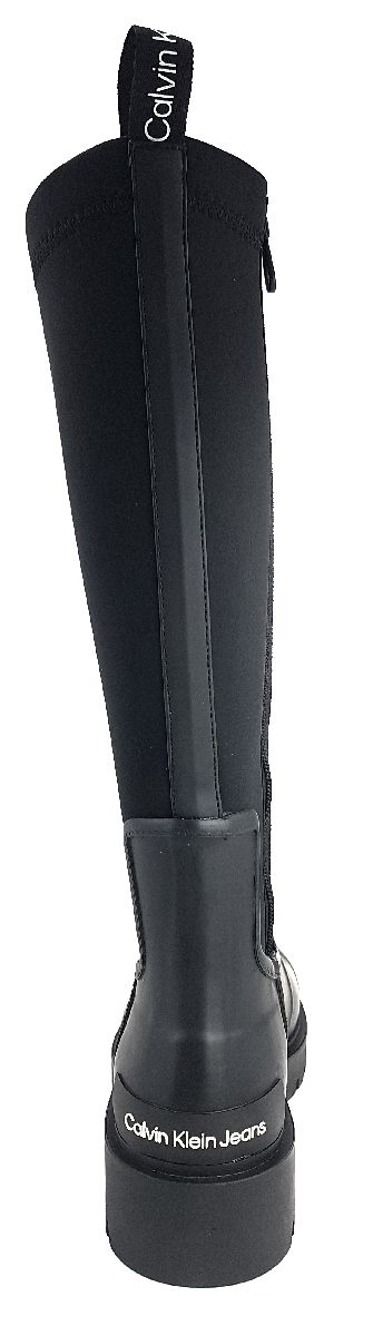 Calvin Klein High Rainboot Neoprene Damenschuhe Stiefel Reißverschluss Schaftstiefel Schwarz Freizeit (BDS Black, Größe 39 EU)