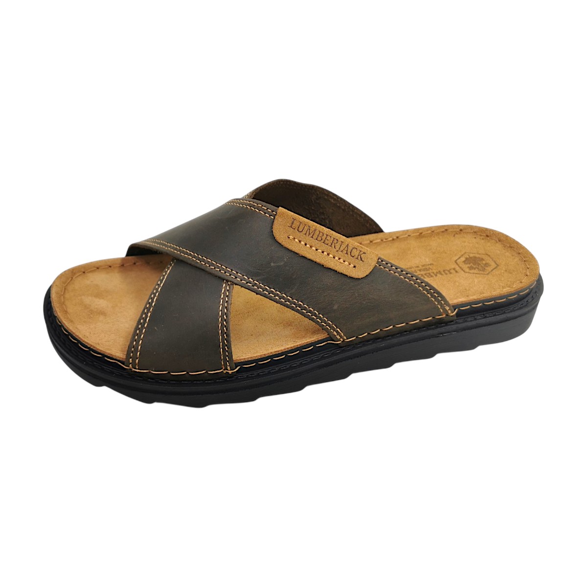 Lumberjack Asher Herrenschuhe Pantoletten Braun Freizeit (d brown/black, Gr. 1:41)