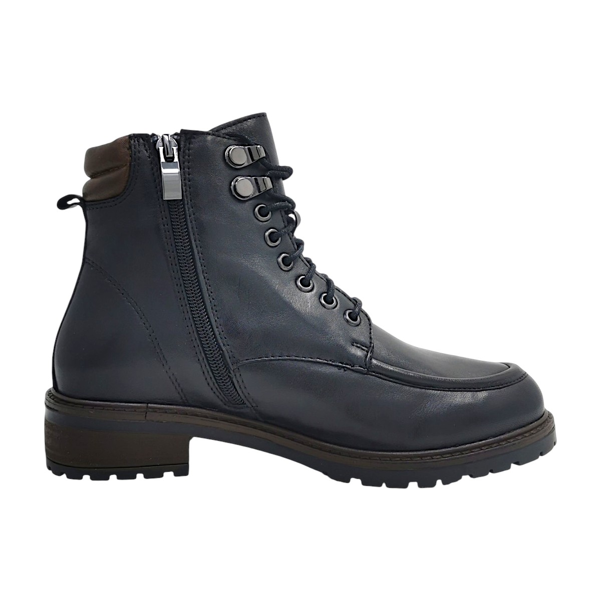 Cleo Damenschuhe Stiefel Schnürer Schnürstiefel Schwarz Freizeit (Golve black/castagno, Größe 39 EU)