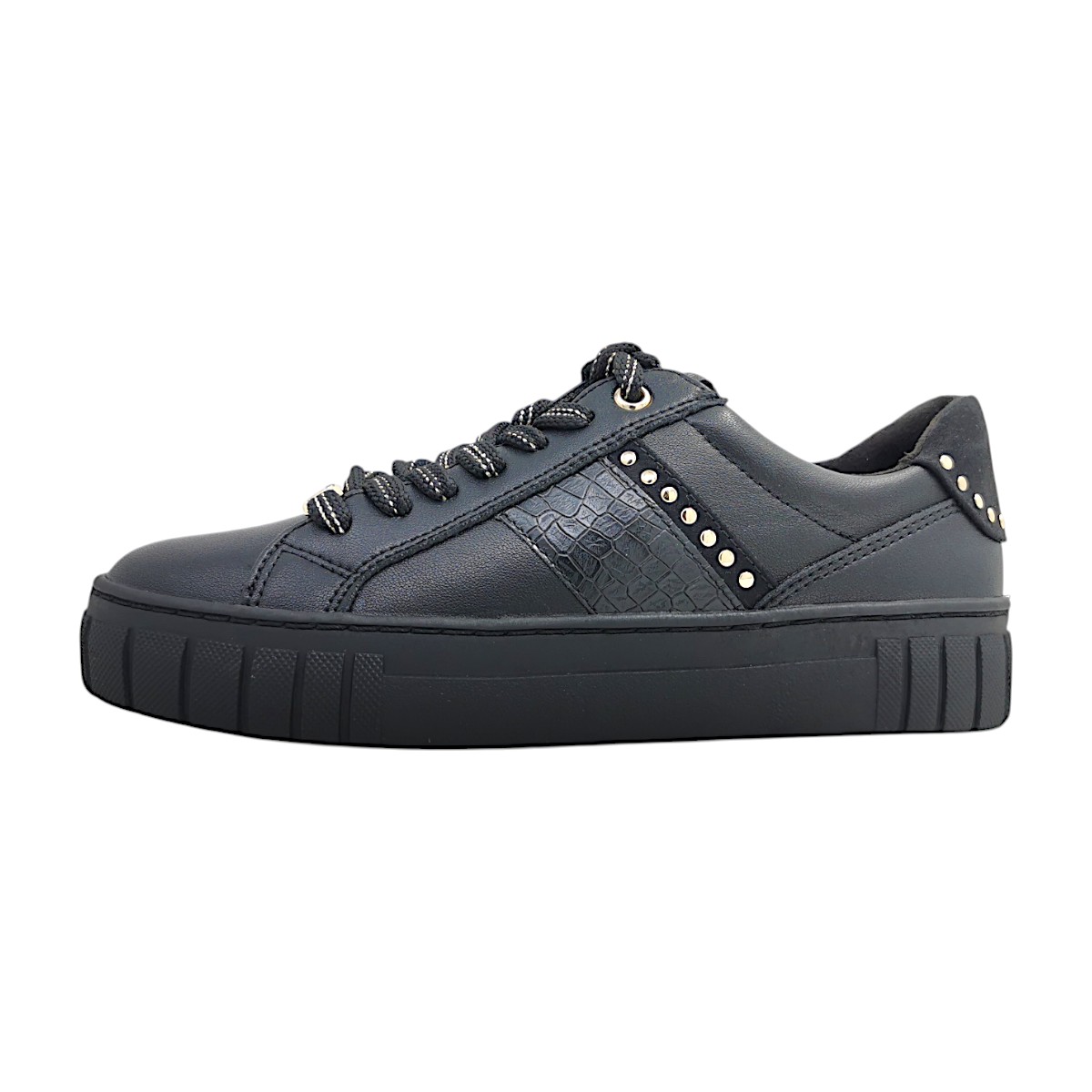 Marco Tozzi Damenschuhe Schnürschuhe Schwarz Freizeit