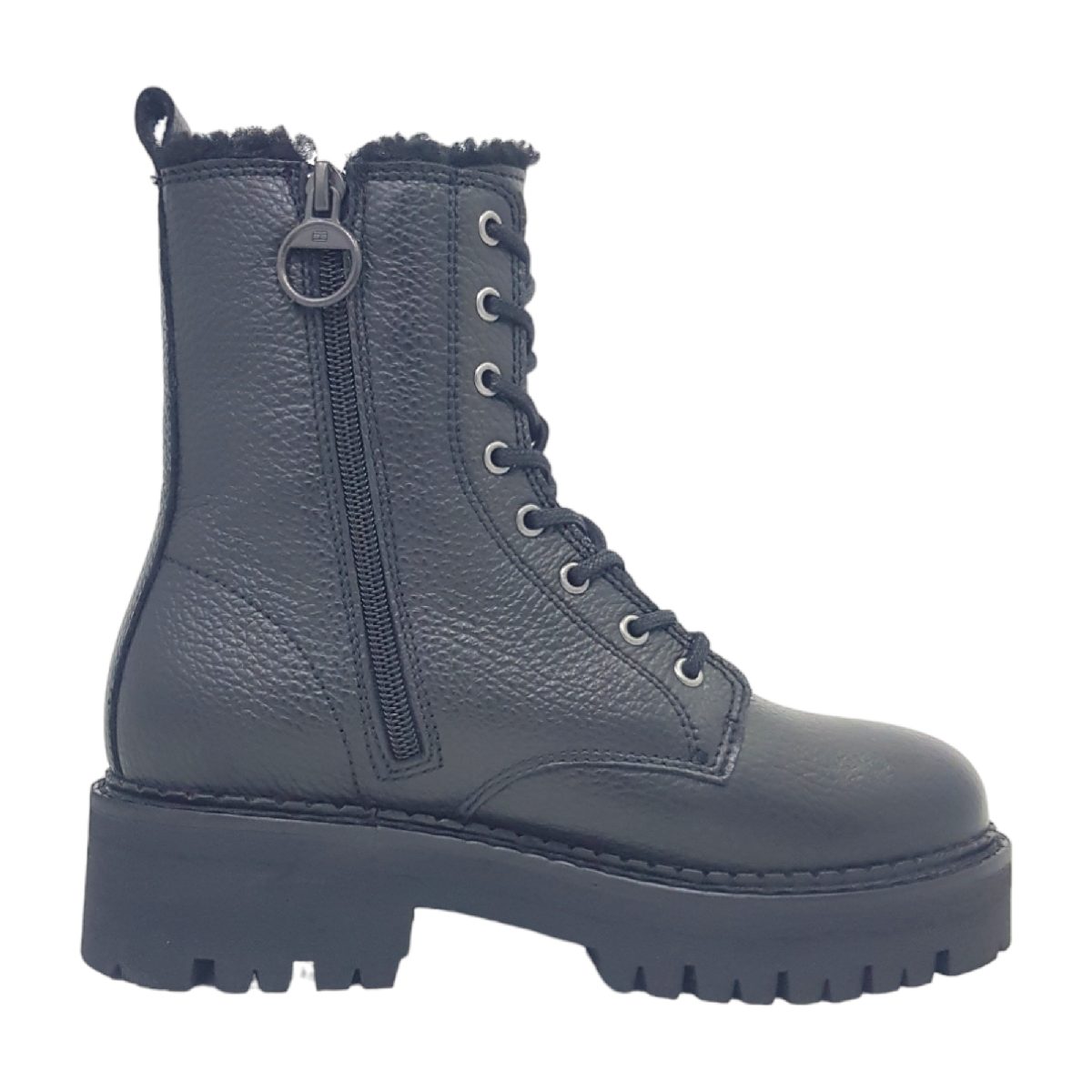 Tommy Hilfiger Urban Boot Tumbled LTR Damenschuhe Stiefel Schnürer Schwarz (BDS Black, Größe 41 EU)
