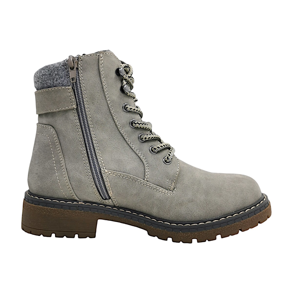 Jane Klain Damenschuhe Stiefeletten Schnürer Stiefel Grau Freizeit (206- Grey, Größe 40 EU)