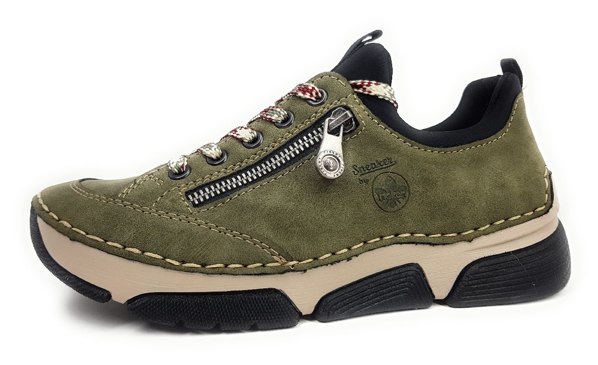 Rieker Damenschuhe Halbschuhe Bequem Schnürer Grün Freizeit