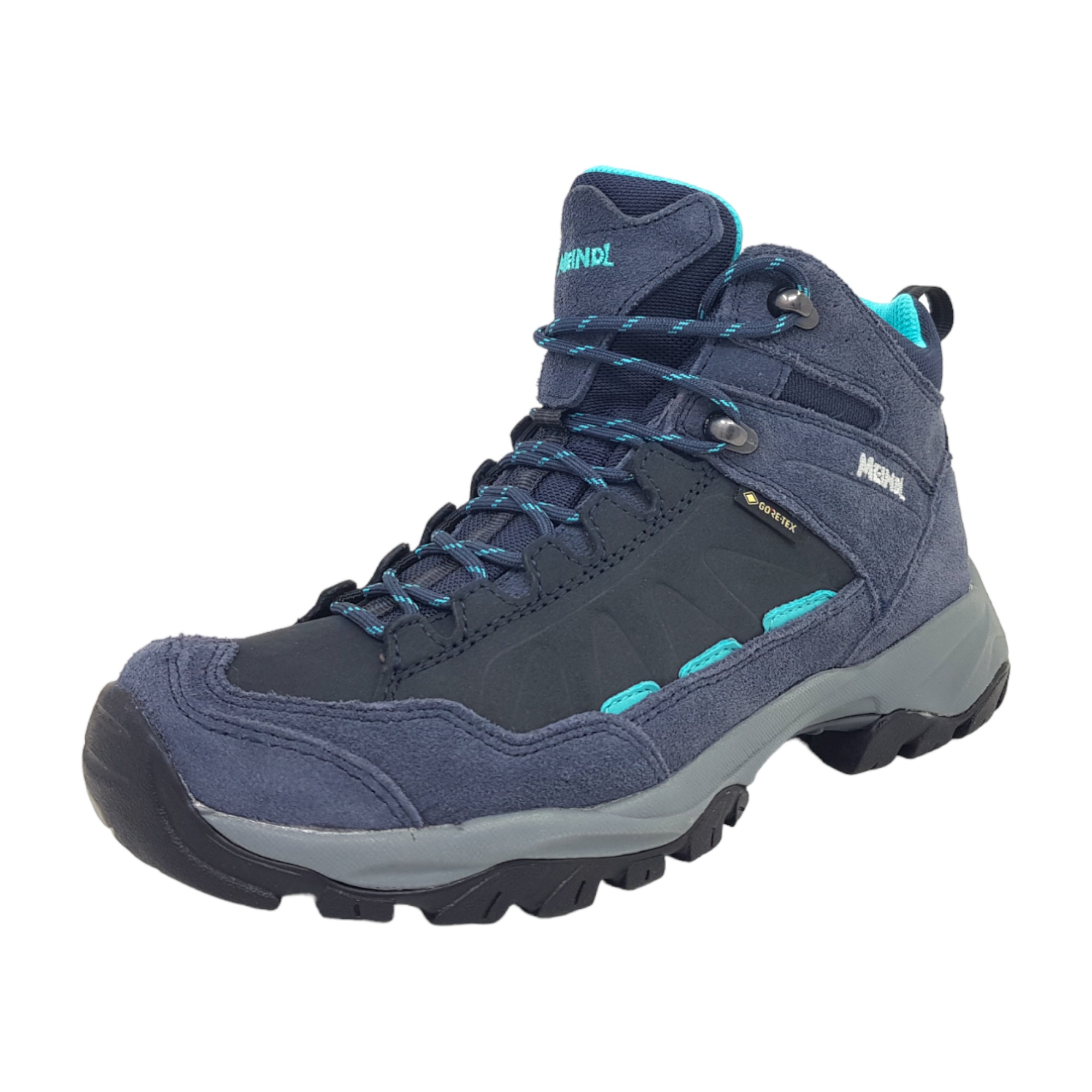 Meindl Nebraska Lady Mid Sportschuhe Damen Wanderstiefel Blau Wandern (nachtblau/grün 68, Größe 42 EU)