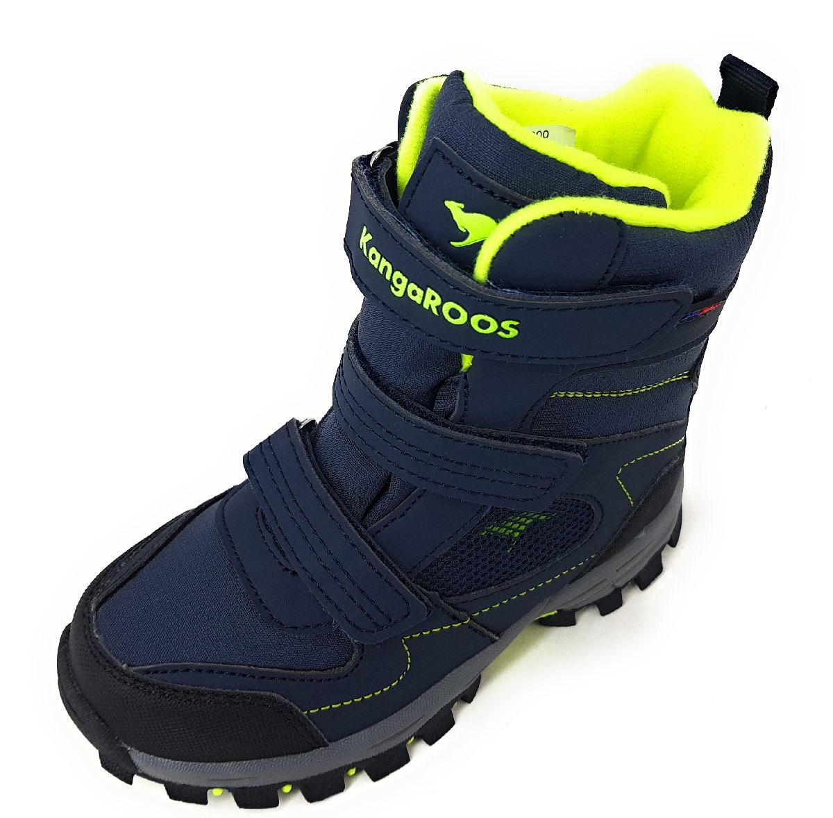 KangaRoos Kinderschuhe Jungen Stiefel Klett Stiefel Blau Freizeit (dk.navy/lime 4054, Größe 32 EU)