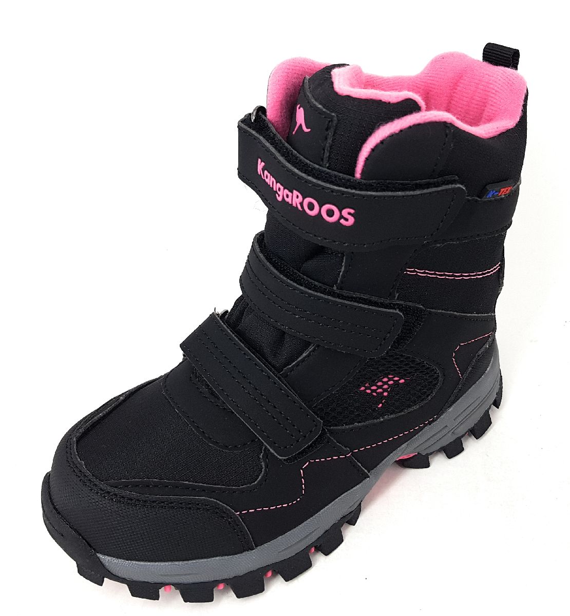 KangaRoos Kinderschuhe Mädchen Stiefel Klett Stiefel Schwarz Freizeit (5025 jet black/ pink, Größe 28 EU)