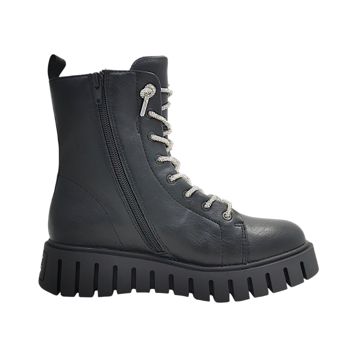 Bagatt Benisha Damenschuhe Schaftstiefel mit Reißverschluss Schwarz Freizeit (Black/Silver 1013, Größe 40 EU)