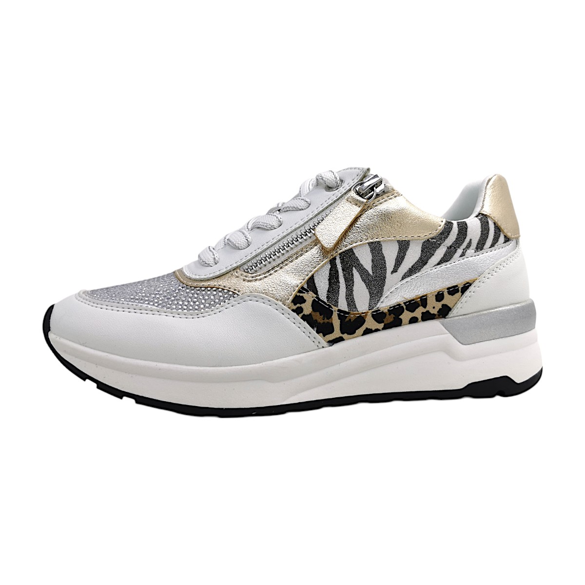 Marco Tozzi Damenschuhe sportlicher Schnürer Weiß Freizeit (white comb 197, Größe 38 EU)