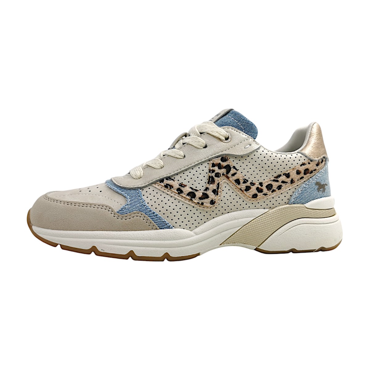 Mustang Damenschuhe Schnürschuhe Beige Freizeit