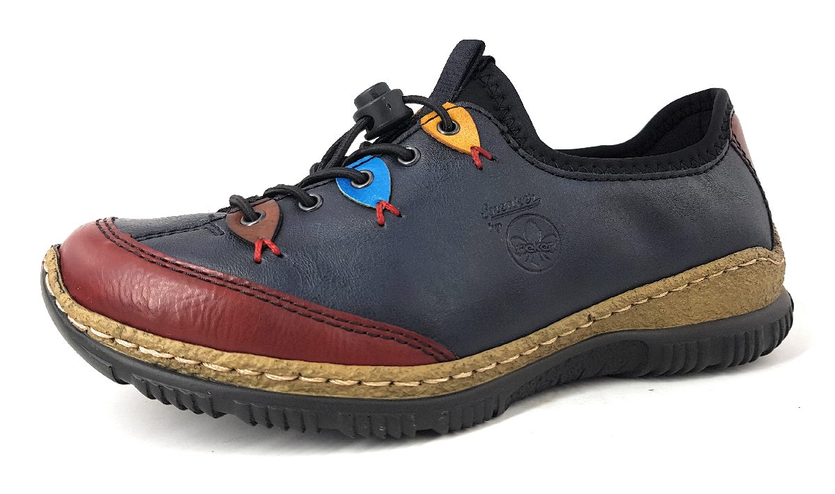 Rieker Damenschuhe Halbschuhe Bequem Schnürer Blau Freizeit (navy 35, Größe 41 EU)