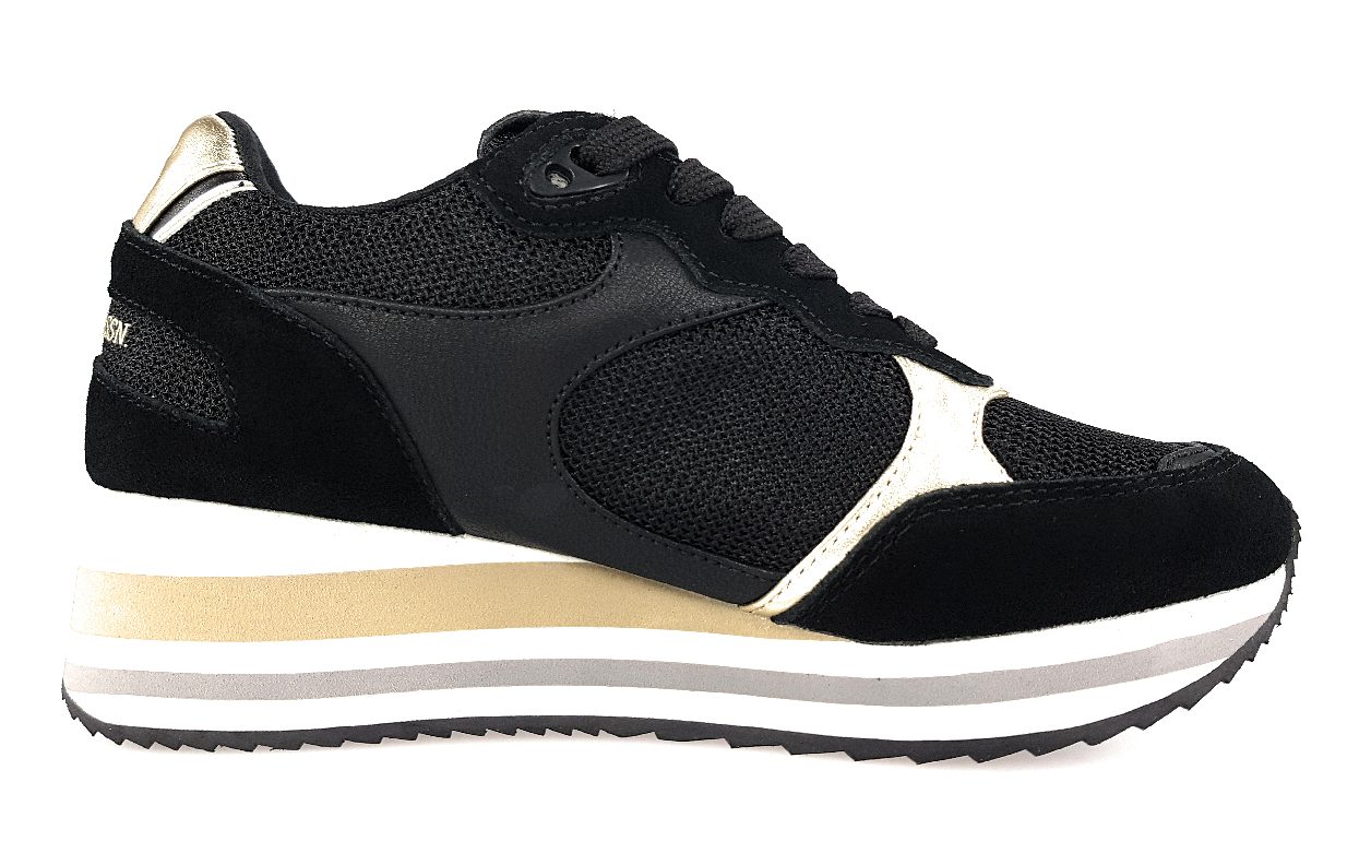 US Polo Damenschuhe Schnürschuhe Sportive Sneaker Schwarz Freizeit