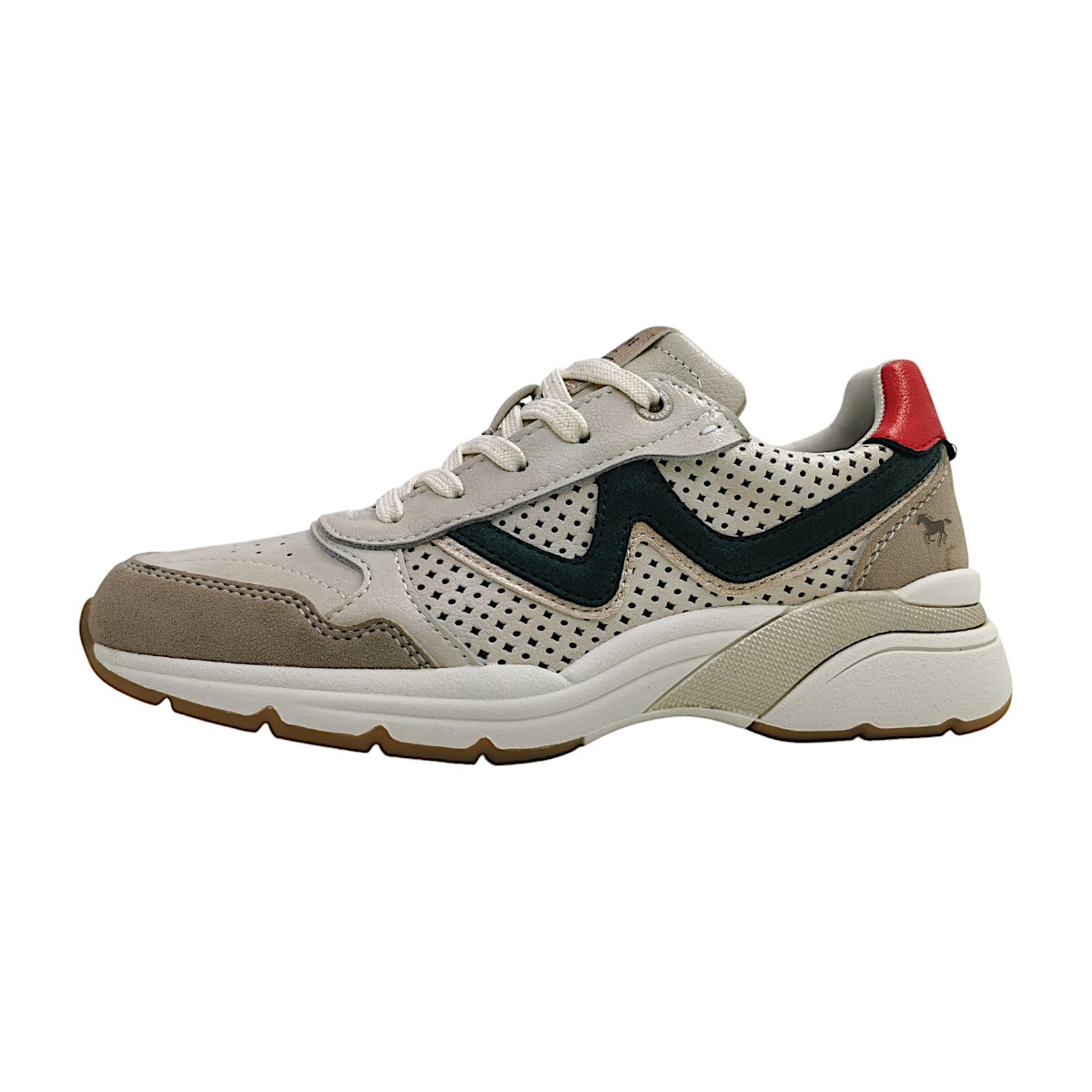 Mustang Damenschuhe sportlicher Schnürer Beige Freizeit