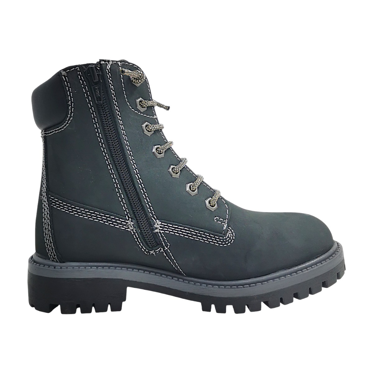 Fusion Damenschuhe Schnürstiefel Schwarz Freizeit (black glitter, Größe 40 EU)