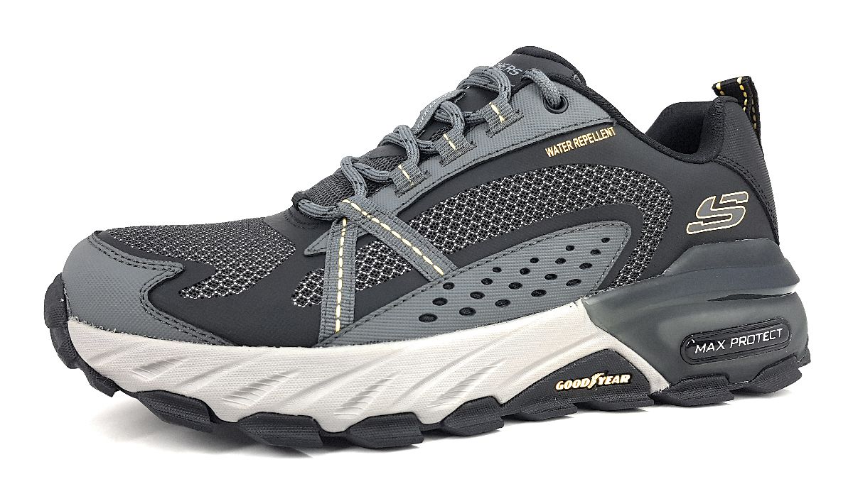 Skechers Max Protect Herrenschuhe Outdoor sportlicher Schnürer Schwarz Freizeit (Black BKCC, Gr. 1:45)