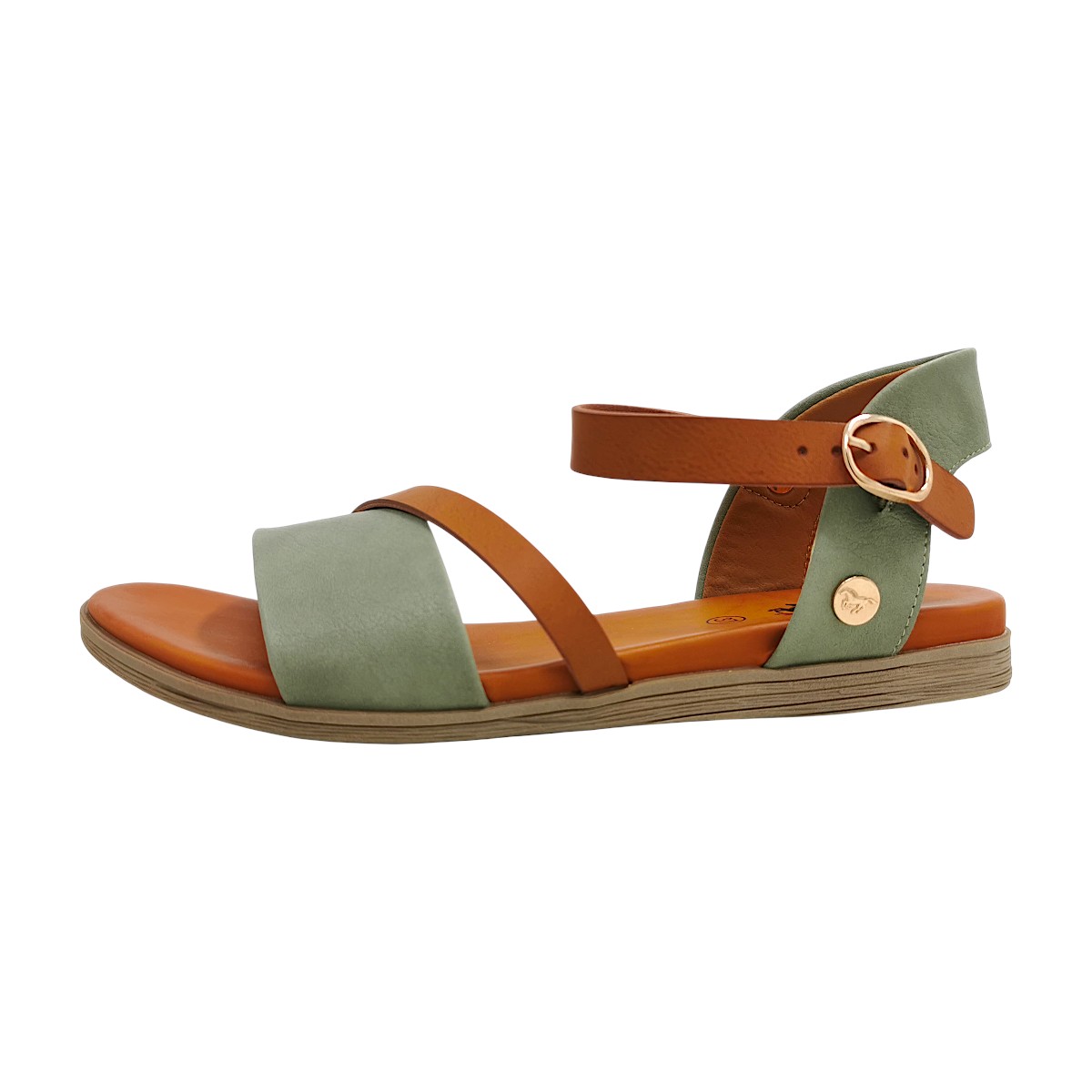 Mustang Damenschuhe Sandalen Flach Grün Freizeit