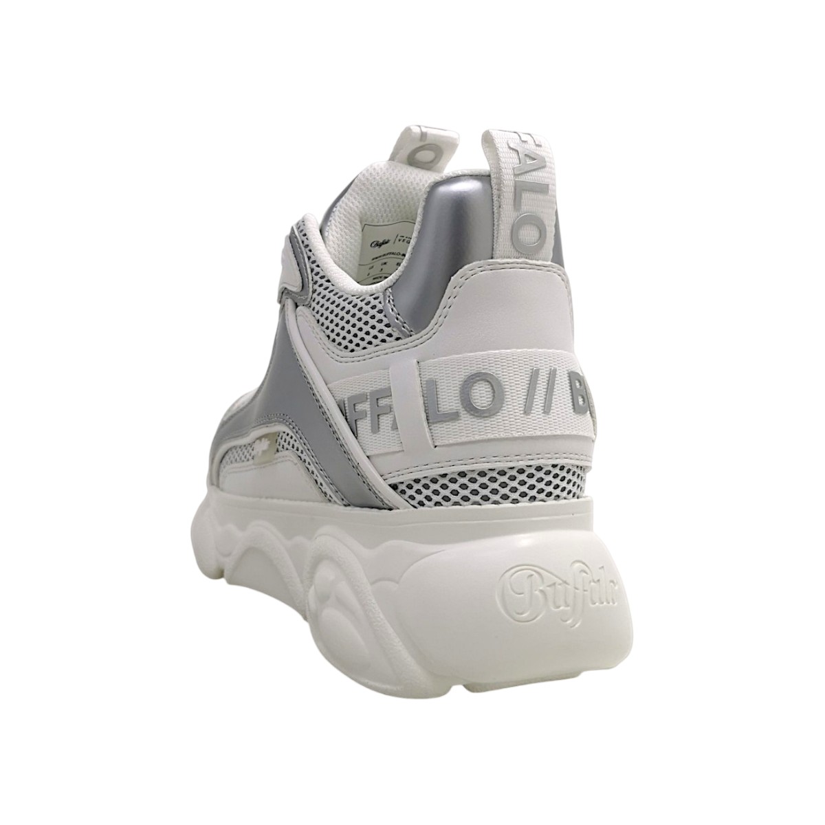 Buffalo Damenschuhe sportlicher Schnürer Silber Freizeit (silver/white, Größe 39 EU)