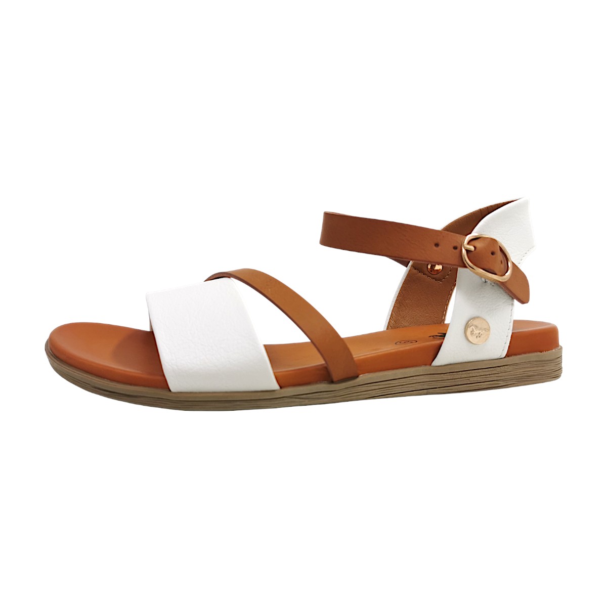 Mustang Damenschuhe Sandalen Flach Weiß Freizeit