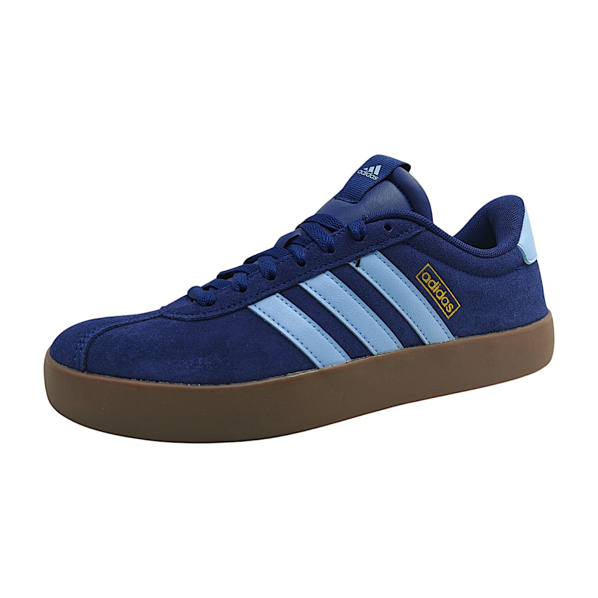 adidas VL COURT 3.0 Herrenschuhe Schnürschuhe Sneaker low Blau Freizeit (dark blue/sky/gold, Gr. 2:12)