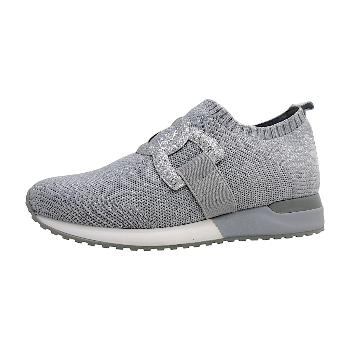 La Strada Damenschuhe Halbschuhe Slipper Silber Freizeit
