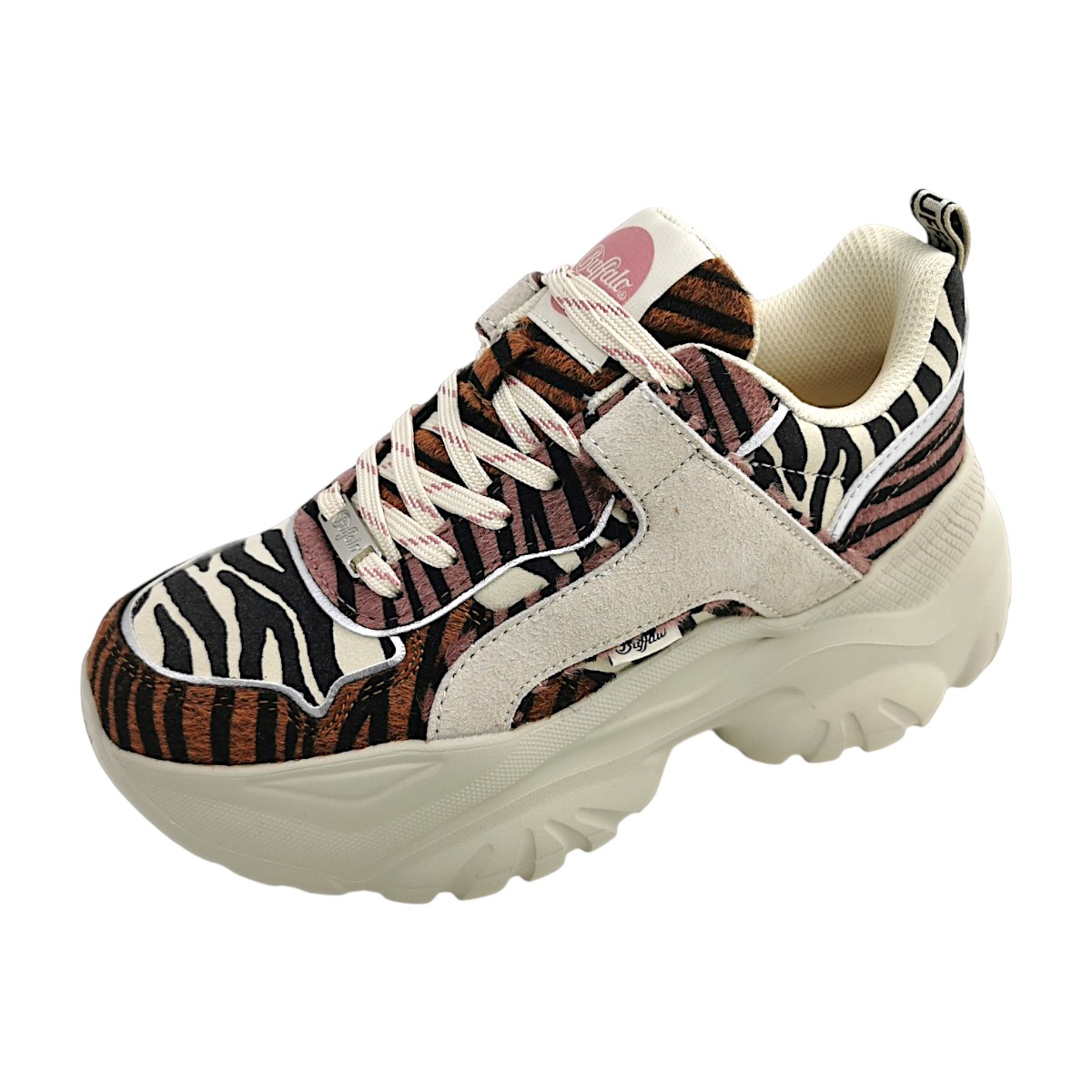 Buffalo Damenschuhe Schnürschuhe Sportive Beige Freizeit (beige animal mix, Größe 38 EU)