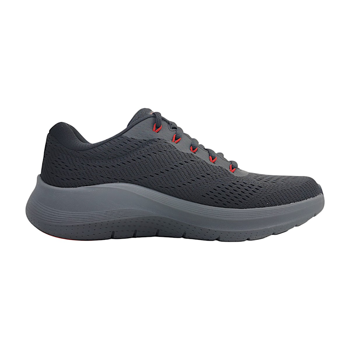 Skechers Arch Fit 2.0 Sportschuhe Herren Trainingsschuhe Schwarz (Black/red BKRD, Größe 47 EU)