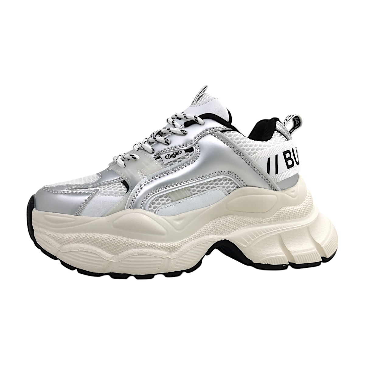 Buffalo BFL // Para Damenschuhe sportlicher Schnürer Weiß Freizeit