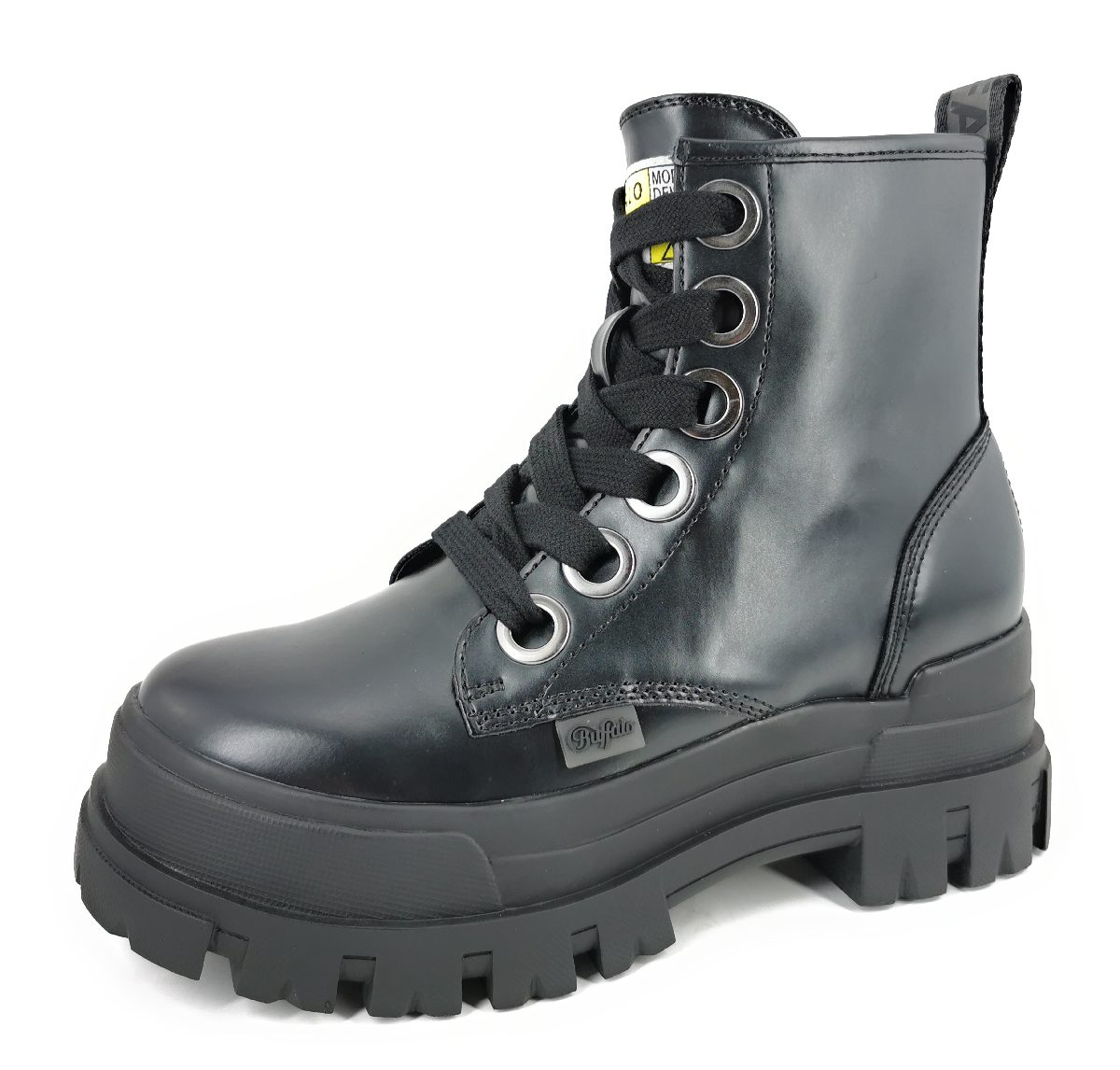 Buffalo Damenschuhe Stiefel Schnürer Stiefel Schwarz Freizeit
