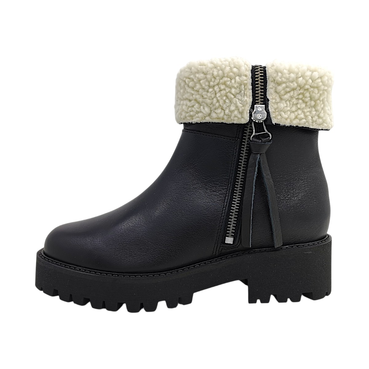 Palpa Teddy Damenschuhe Stiefel Reißverschluss Schwarz Freizeit (black teddy 11SA, Größe 39 EU)